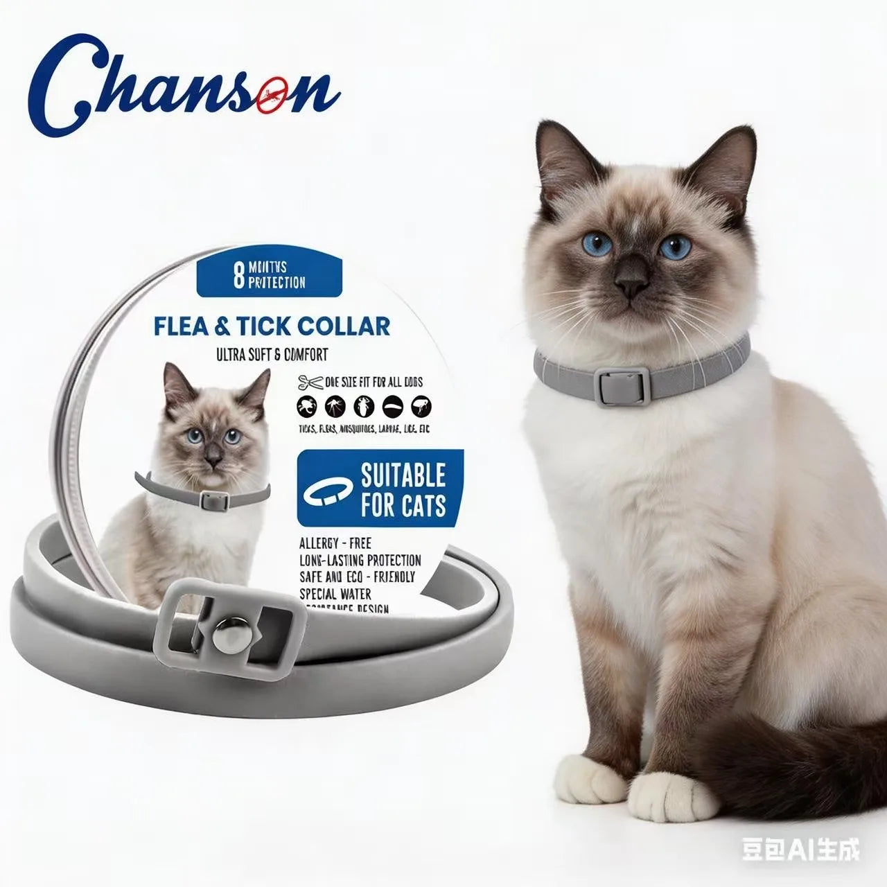Natural Flea, Tick & Lice Repellent Collar for Dogs & Cats – Waterproof & Adjustable, Powered by Essential Oils