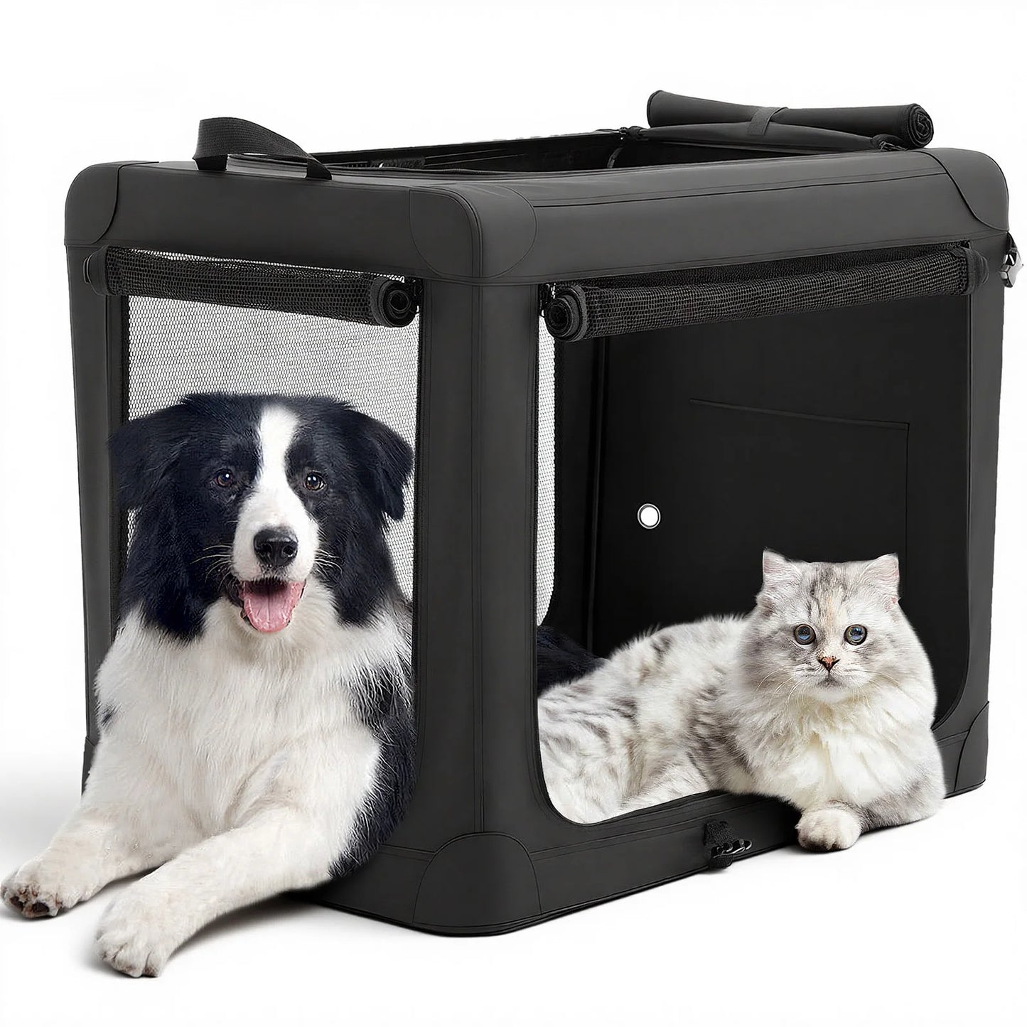 JHK 600D Oxford Fabric Foldable Soft Dog Crate Portable Pet Kennel with 3 Doors Use for Small to Extra Large Dogs Indoor