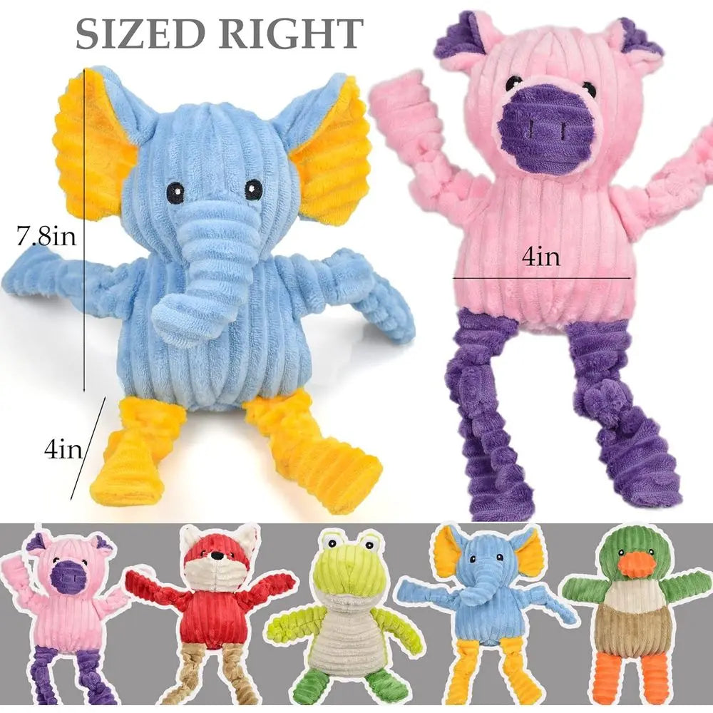 5 Pack Tough Squeaky Dog Toys Assorent Plush Animal Dog Toy Value Bundle Puppy Pet Dog Toys or Small Medium Large Dogs