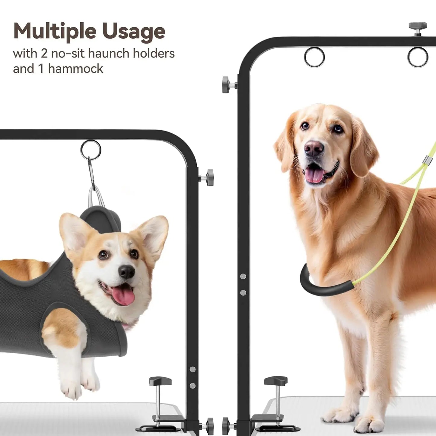 Adjustable Pet Grooming Arm for Table: 42" Height & 27"-39" Width, Clamp Fits Up to 2.76", Includes Hammock & Nooses