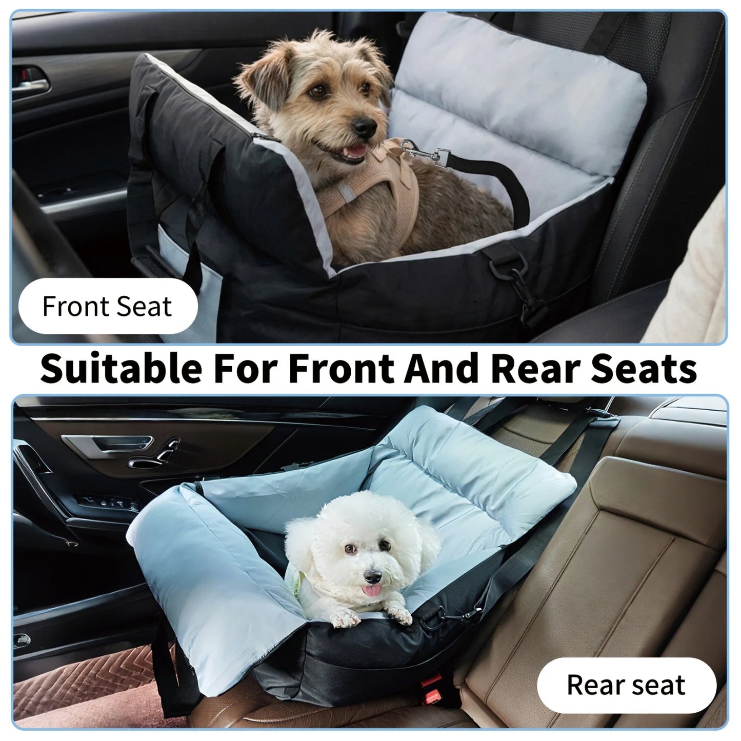 Dog Car Seat for Small Dogs Washable Pet Booster Car Seats with Safety Belt Puppy Travel Carrier Bed Black/Green up to 22 lbs