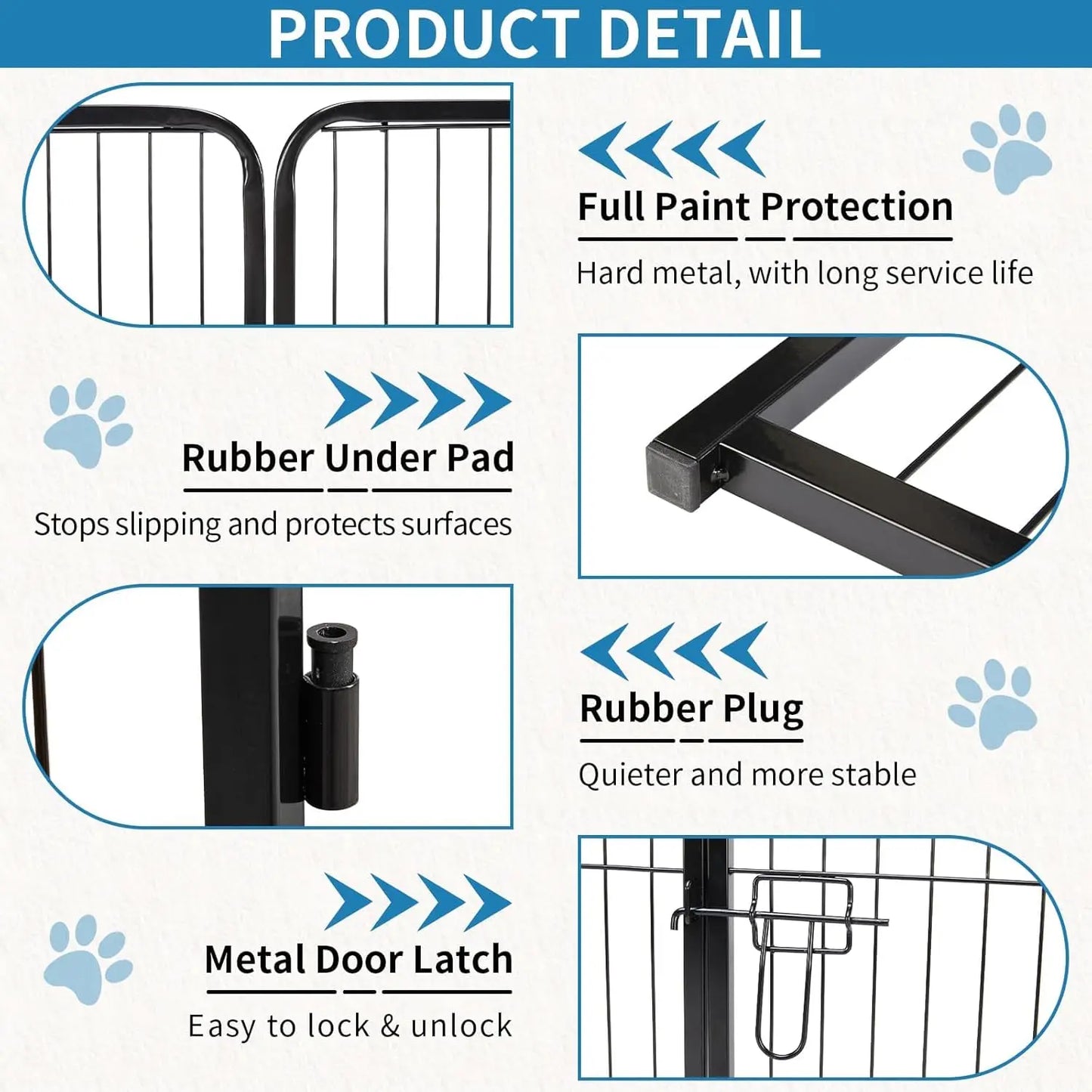 Foldable Heavy Duty Metal Dog Playpen with 8 Panels, 40" Height for Indoor Outdoor Yard Exercise Puppy Fence