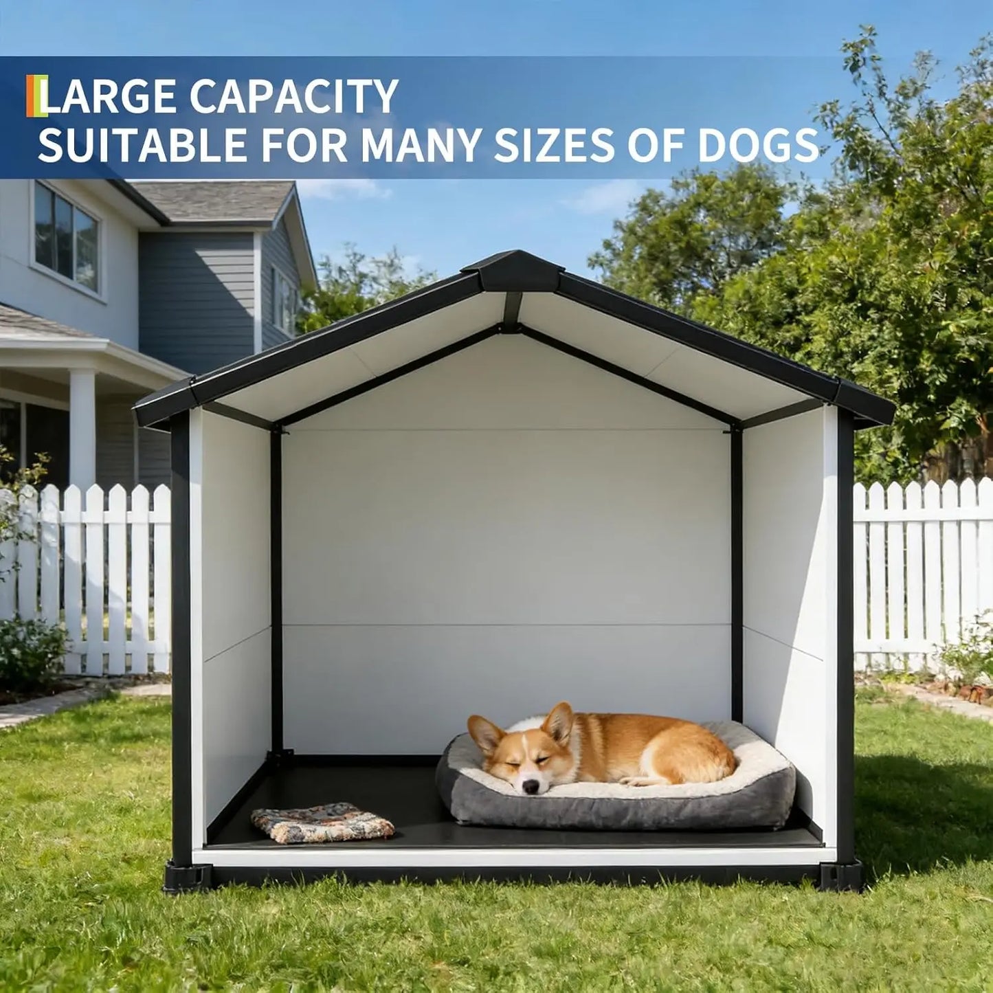 Large Dog House,Indoor Outdoor Waterproof Kennel with Removable Roof,Elevated Floor & Air Vents,for Small Medium Large XL Dogs