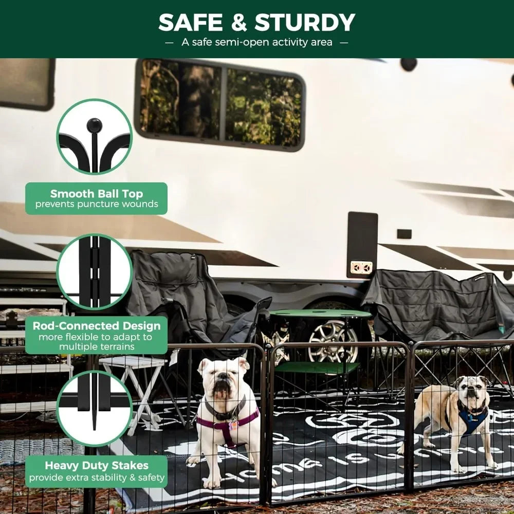 Rollick Unleashed Dog Playpen for Indoor, Yard, RV Camping, 24 inch 24 Panels for Small and Puppy Dogs