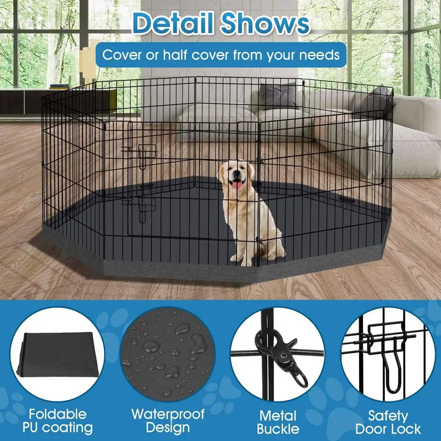 Pen Pet Playpen Dog Fence Indoor Foldable Metal Wire Exercise Puppy Play Yard Pet Enclosure Indoor Outdoor 8 Panels 24 Inch with