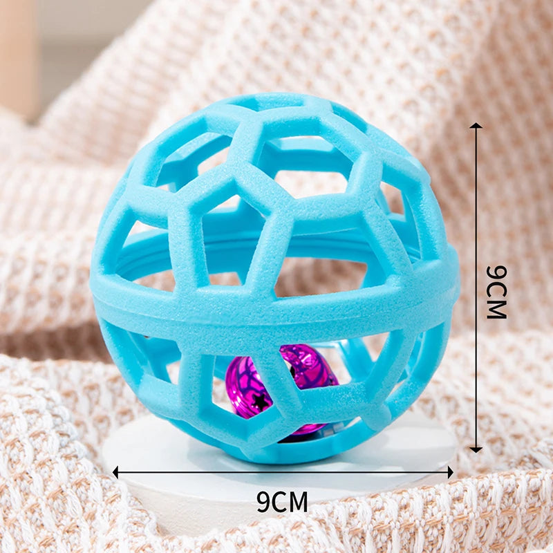Pet Dog Hollow Ball Toy With Bell Natural Rubber Chew Toy Dog Interactive Balls Puppy Training Teeth Cleaning Hollow Toys Ball
