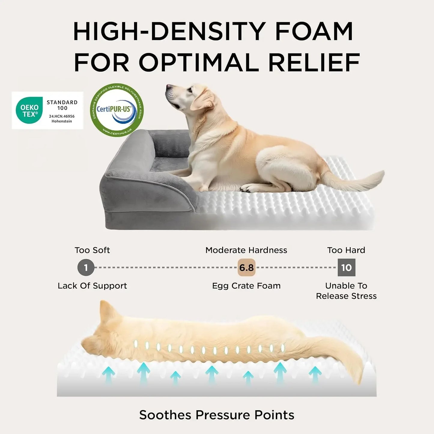 Waterproof Orthopedic Dog Bed Washable, Medium Size Pet Bed with Removable Cover, Joint Pain Relief Sofa for Cats Dogs