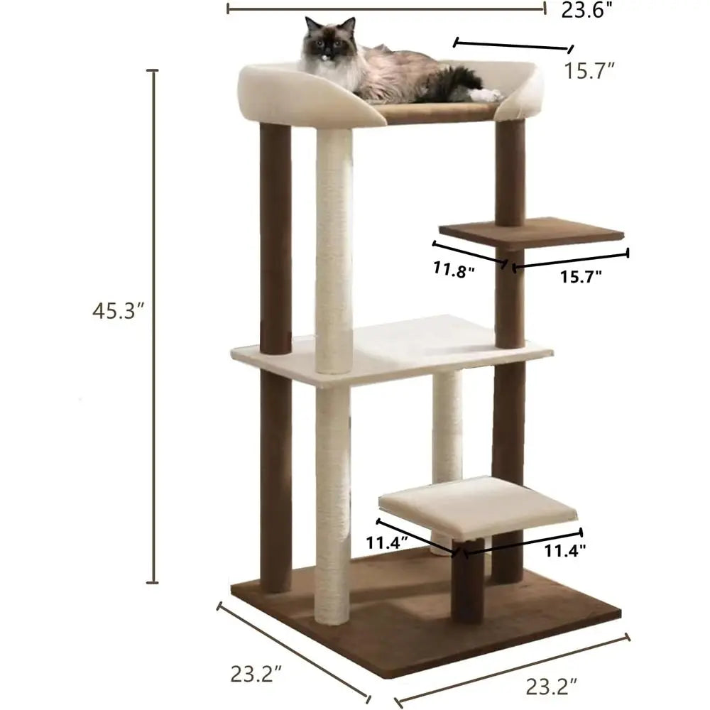 SHENGOCASE ern Cat Tree Tower with Extra Large Platorm Perch Bed or Maine Coon and Big Couch Soa or Multiple Cats