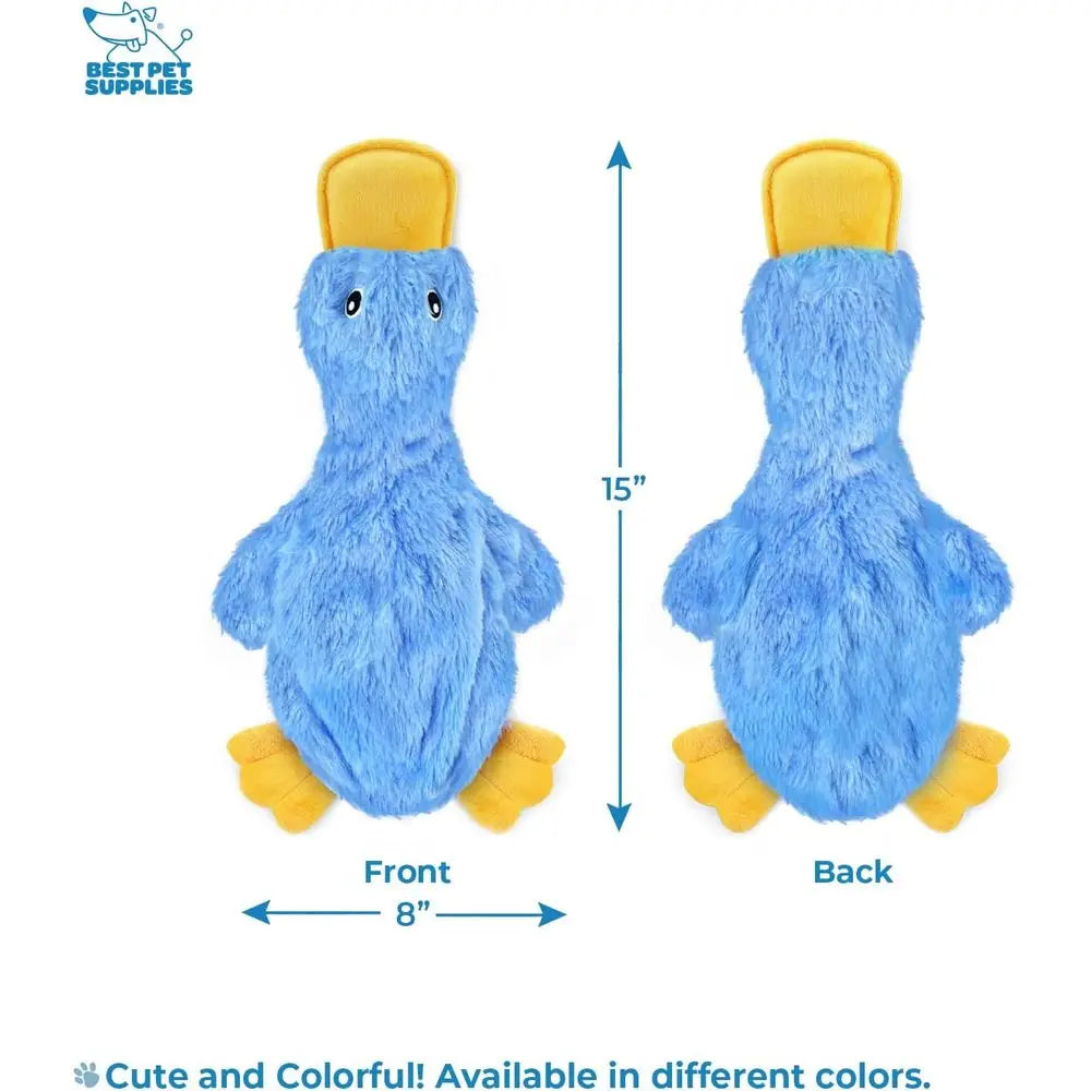 Pet Supplies Interactive Squeaky Dog Chew Toy, Ideal for Small, Medium & Large Dogs, and Pet Lovers - Crinkle Duck (Blue), Large