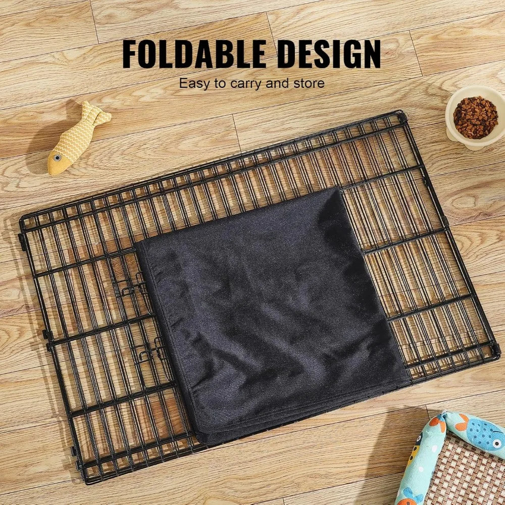 Dog Playpen 4 Panels 24x36in Foldable Metal Pet Exercise Pen with Door, Top Cover & Bottom Pad for Small Pets Indoor Outdoor