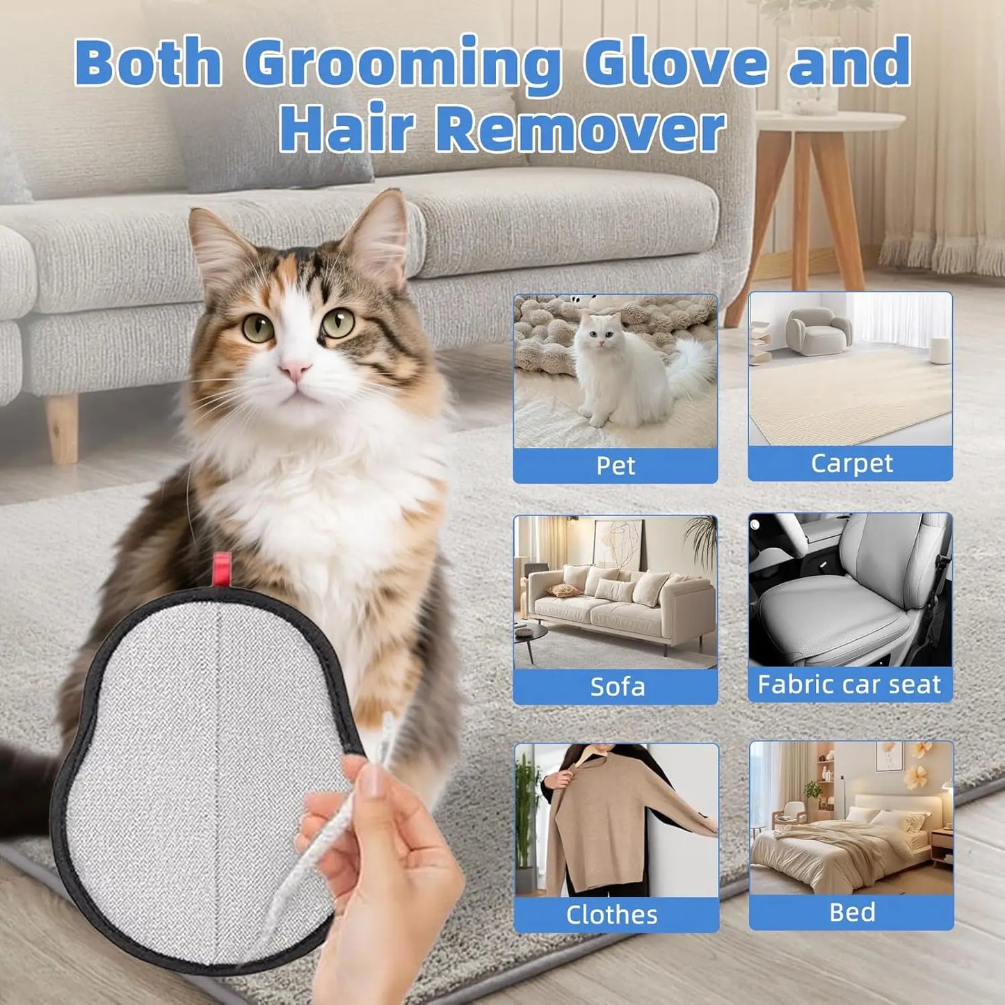 Pet Hair Removal Glove for Laundry, Magic Grooming Brush for Dogs Cats, Electrostatic Tool for Couch Carpet Clothing