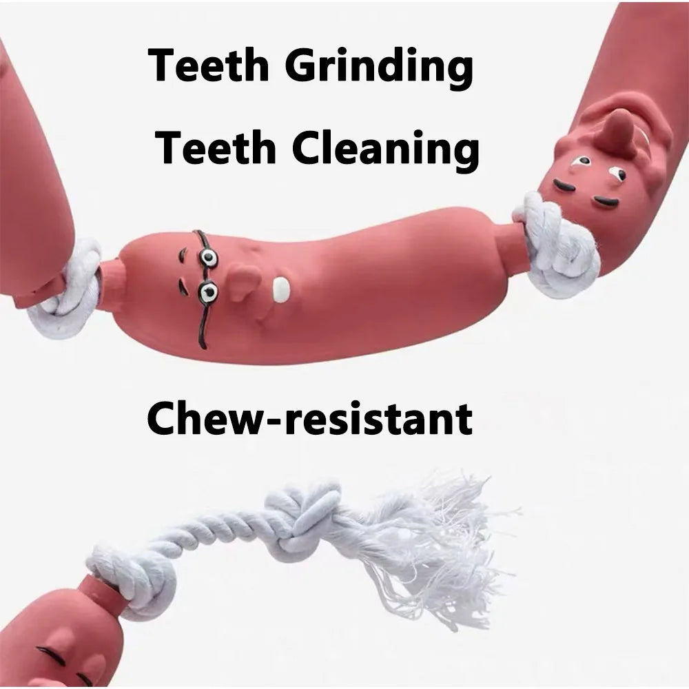 Dogs Pet Sausage Toy Interactive Training Pull Cotton Rope Cotton Rope Resistant Bite Grinding Interactive Funny Pet Supplies