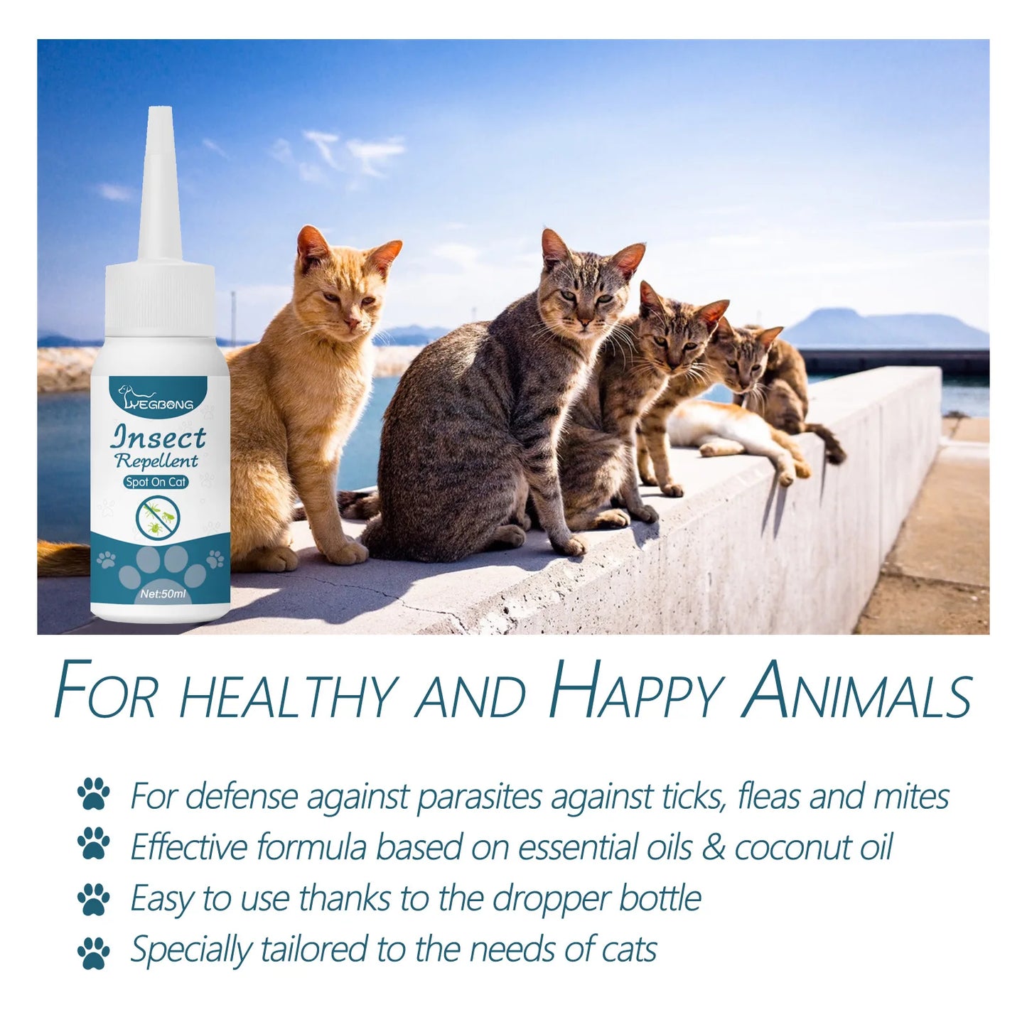 Pet Flea Tick Killer Drops for Dogs Cats - Safe Anti Lice Mite Remover, Relieve Itching & Ringworm Treatment Insect Drops