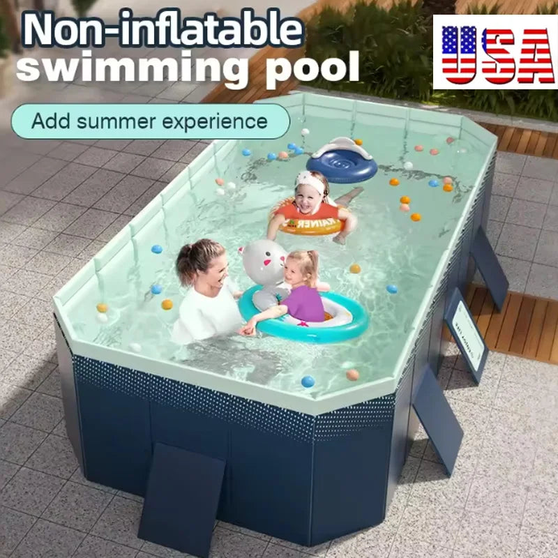3M Large Foldable Swimming Pool Portable Non-Inflatable Outdoor Pools for Family Kids Adults Pets Water Play Thickened Wear-Resistant Outdoor Party Non-Inflatable Water Games for Kids, Adults, Dogs-Outdoor Backyard Use
