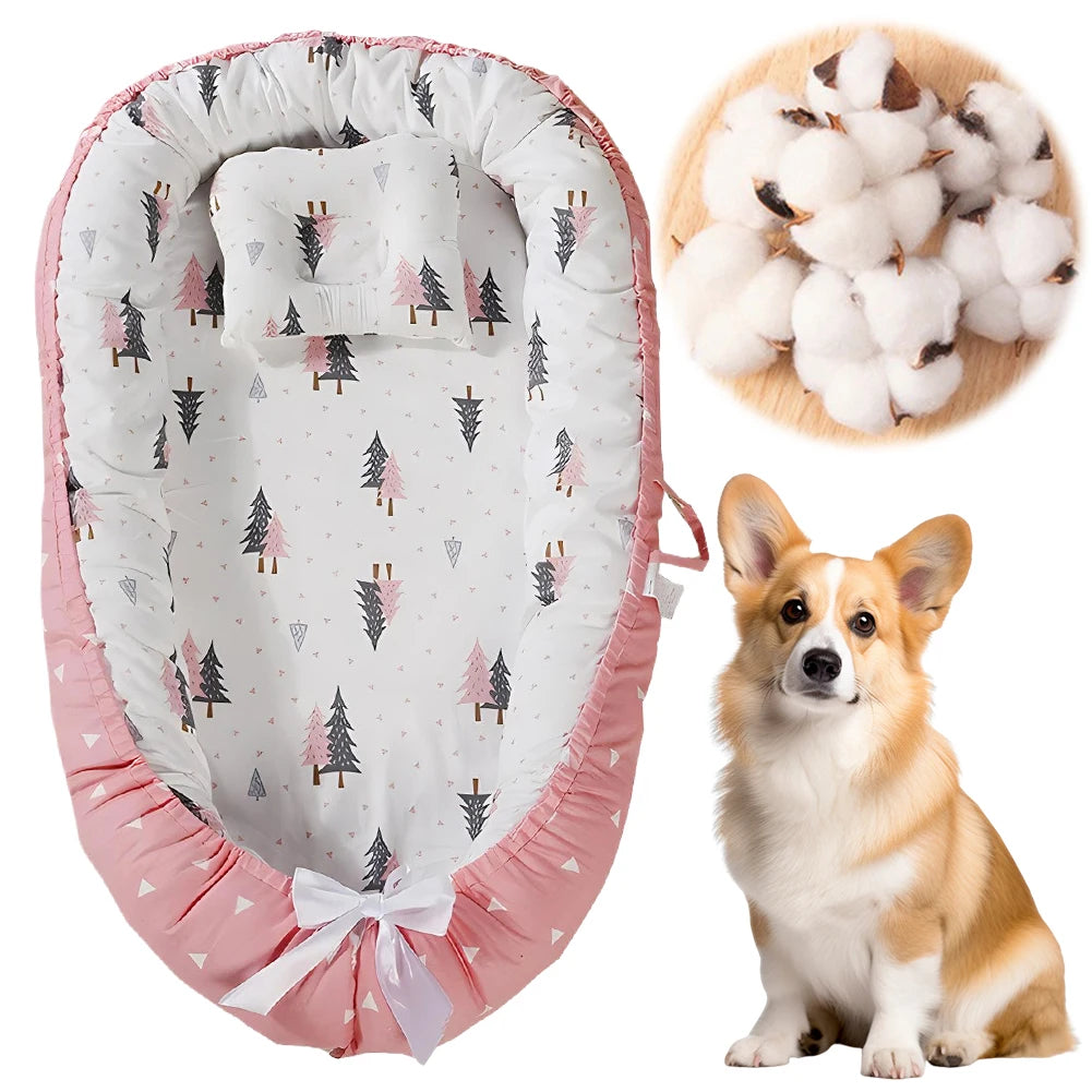Thickening Dog Sofa Bed Washable Plush Kennel Removable Cat Dog Mat with Pillow Comfortable Soft Cloth Dog Kennel