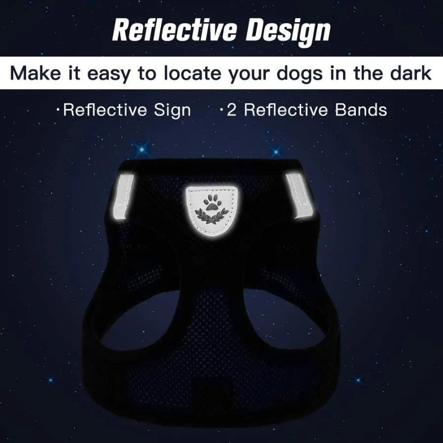 Puppy Harness and Leash Set Soft Mesh Dog Vest Harness Reflective Adjustable Harness for Small to Medium Dogs Cats and Puppies