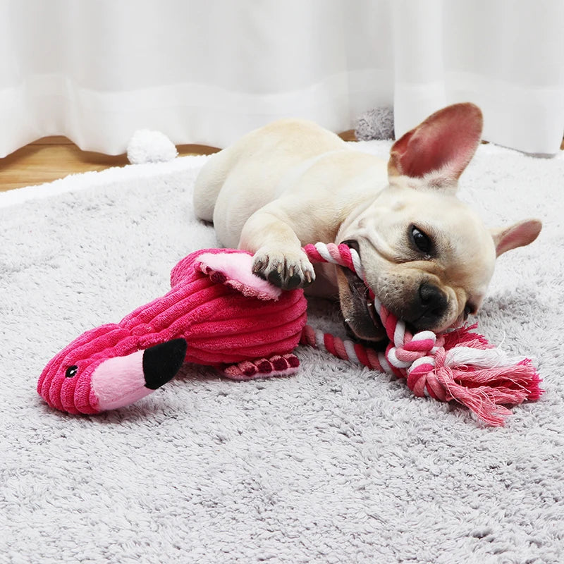 Plush Flamingo Pet Squeaky Toys for Small Dogs Clean Teeth Puppy Dog Chew Toy Squeak Pets Accessories Dog Supplies Octopus Chick