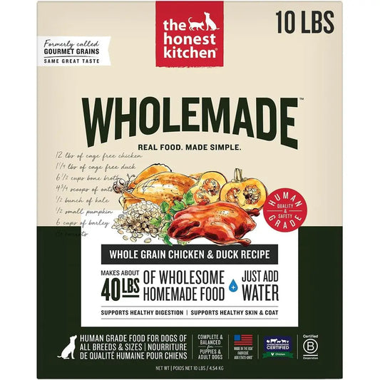 Human Grade Wholemade™ ydrated Dog ood, Whole Grain Dog ood, Chicken & Duck, 10 lb (makes 40lbs)