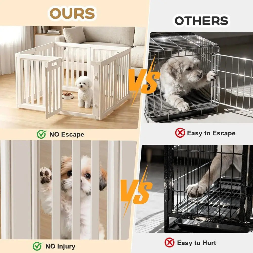 Clear Dog Play Pen,Pet Playpen with Door,Easy to Clean and Install Puppy pens or Both Indoor and Outdoor use (White, 23.6 inch H