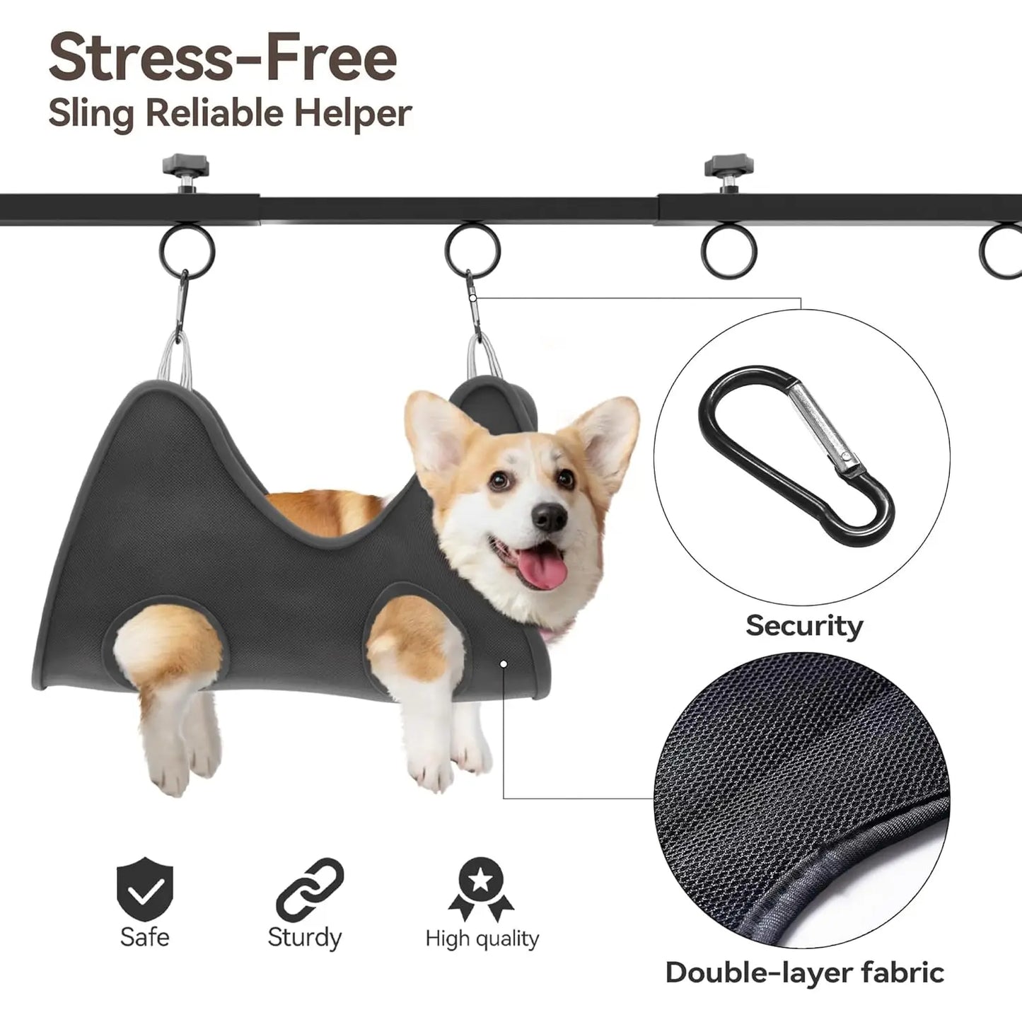 Adjustable Pet Grooming Arm for Table: 42" Height & 27"-39" Width, Clamp Fits Up to 2.76", Includes Hammock & Nooses