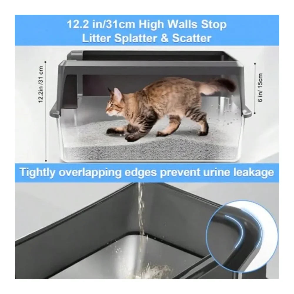 Cat Litter Box Litter Box Cat AccessoriesStainless Steel Cat Litter Box With Lid And Drawer Design For Indoor All Lifestyles Cat
