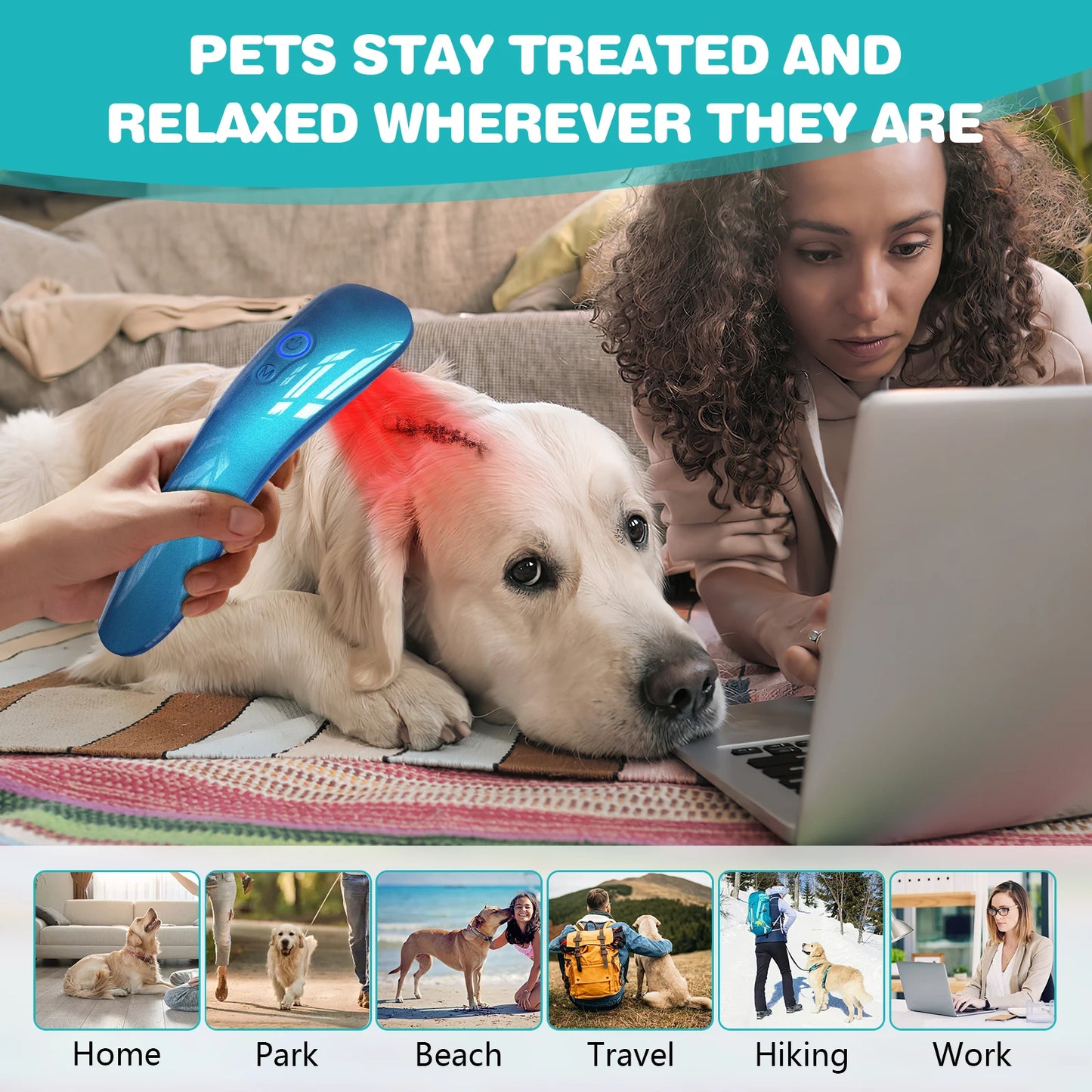 KTS Laser Therapy for Dogs 18*620nm Portable Red Light Therapy Veterinary Equipment for Joint Muscle Pain Relief&Inflammation