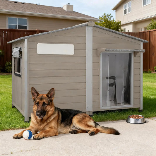 Large Dog House Outdoor Indoor -55' Weatherproof Extra XL Dog Kennel for Small to Large Sized Dogs