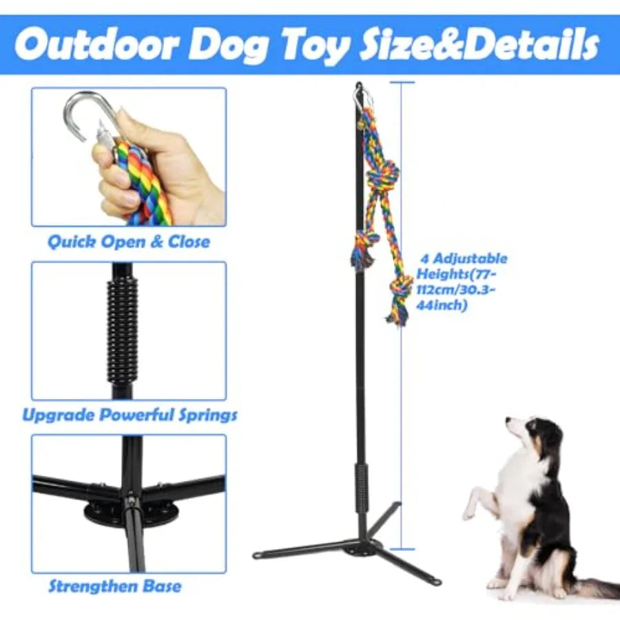 Outdoor Dog ToyInteractive Exercise Game in Yard Park Tug of War for Large Medium Small Dog Puppy with 2 Rope Toy and Be