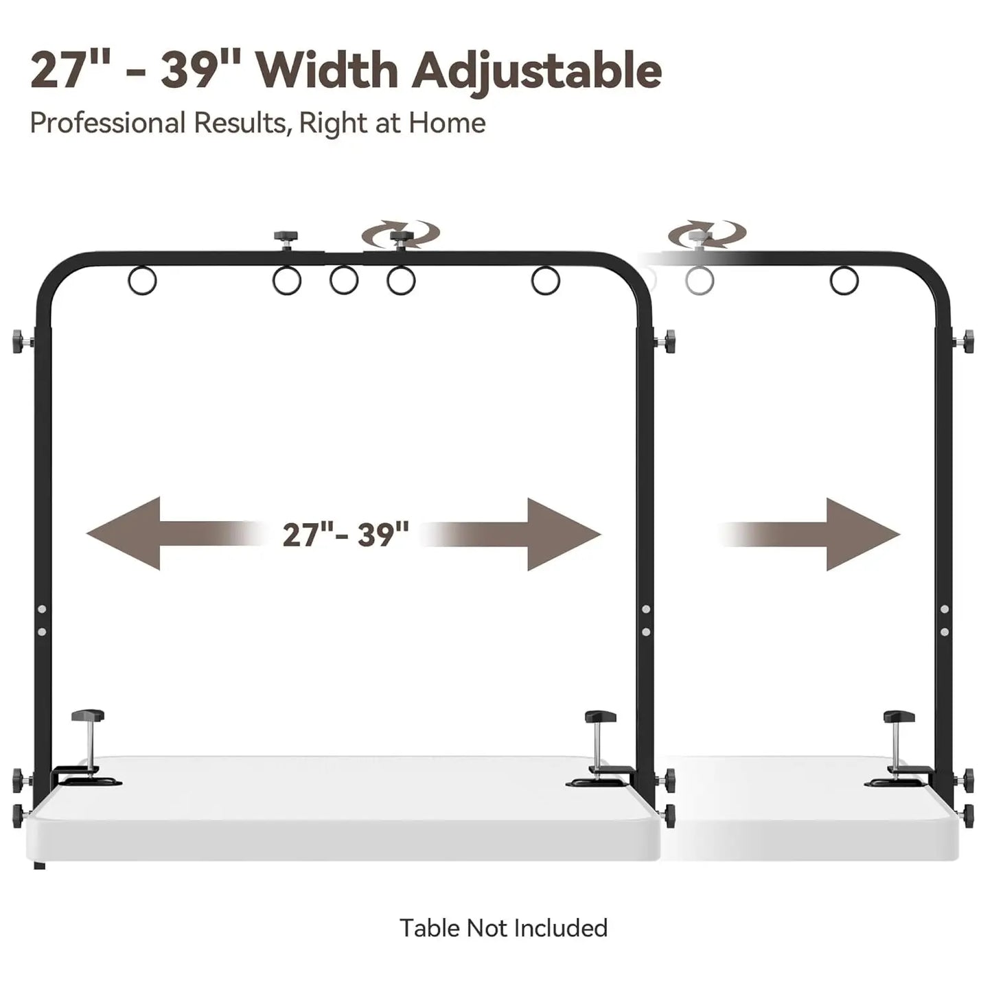 Adjustable Pet Grooming Arm for Table: 42" Height & 27"-39" Width, Clamp Fits Up to 2.76", Includes Hammock & Nooses