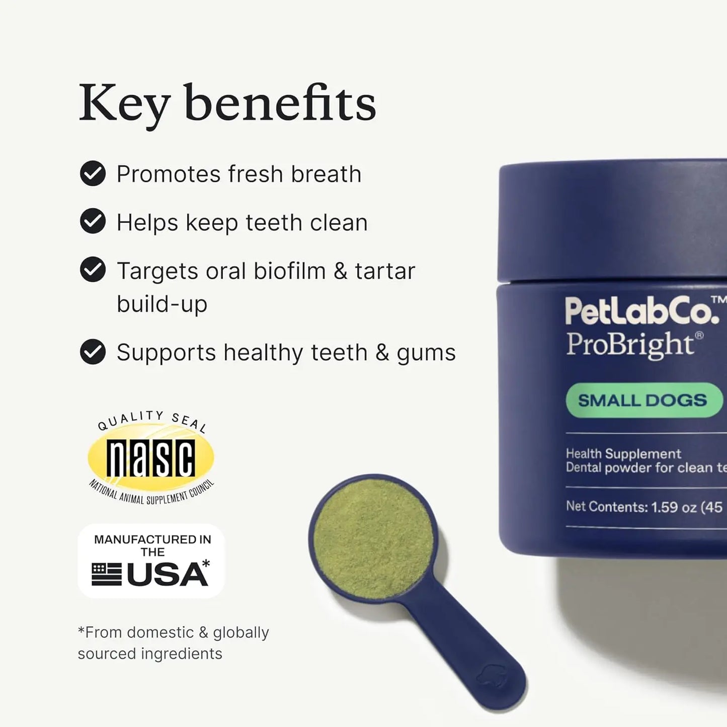 Dental Powder & Probiotics for Small Dogs: Effortless Clean, Gut Health, Allergy Support in 1 Scoop