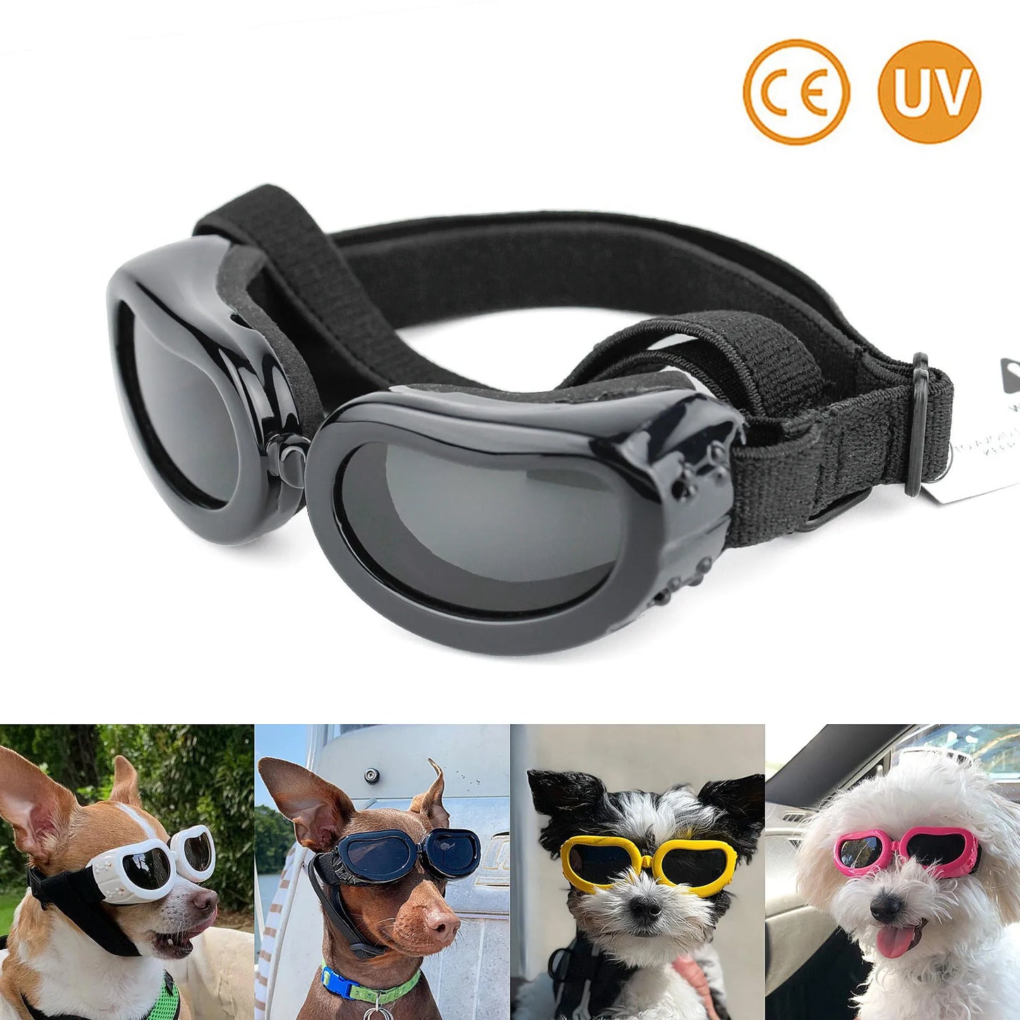 Fashion Small Dog Sunglasses UV Protection Goggles Eye Wear Protection Pet Accessories for Dogs Adjustable Waterproof Glasses