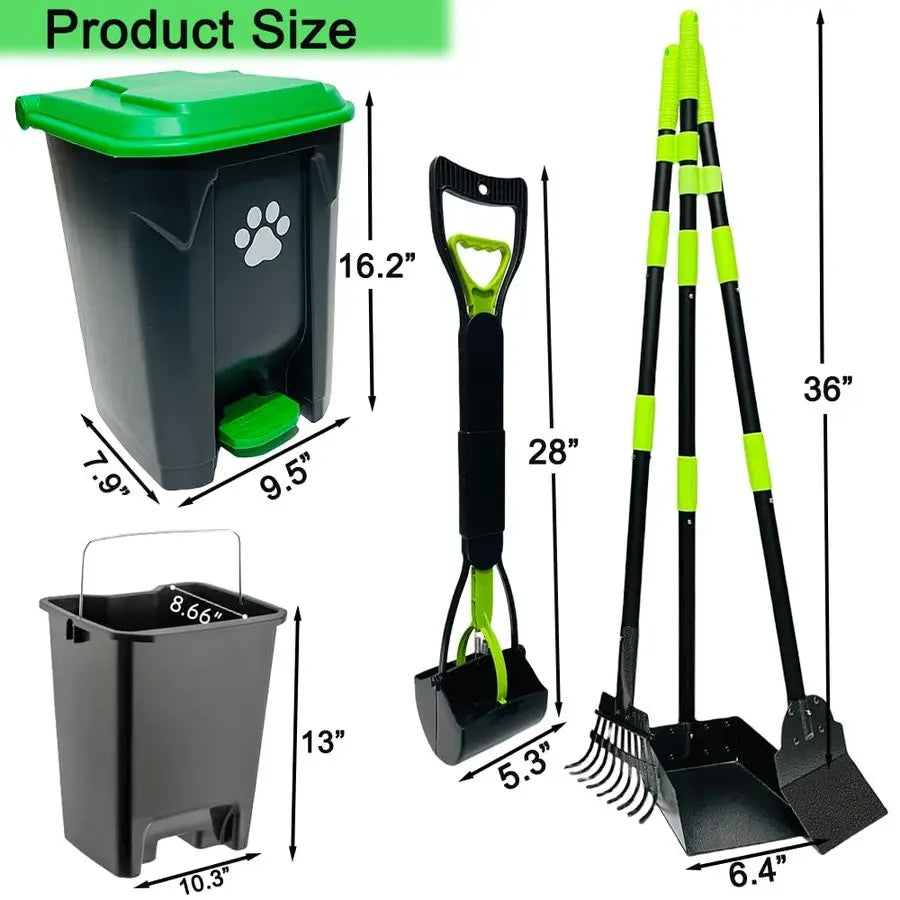 5Gallon Dog Poop Trash Can Outside with Pooper Scooper amp 50 Waste Bags Outdoor Dog Poop Trash Can with Lid, Foot Pedal and Rem