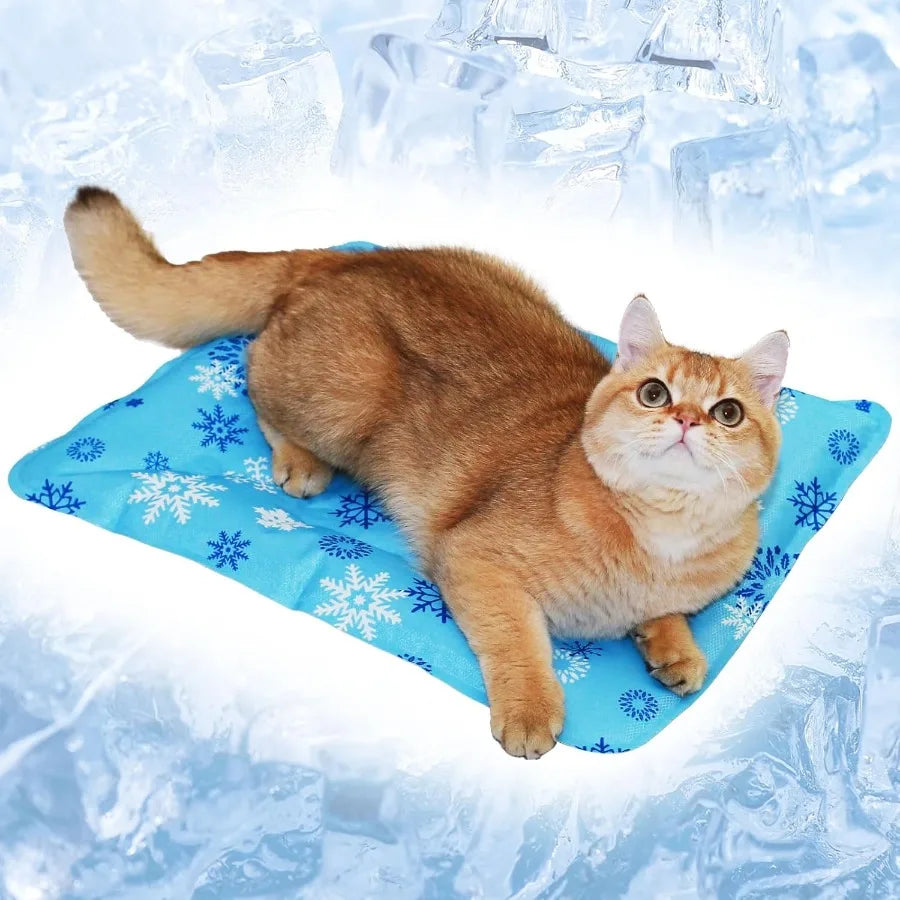 Foldable Gel Cooling Mat with Ice Crystal Powder for Dogs and Cats Water Injection Cool Pet Pad for Indoor and Outdoor Summer U
