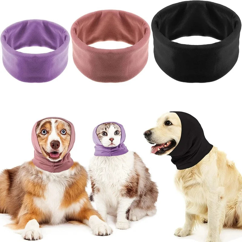 Dog Grooming Earmuff Warm Headband Ear Cover Neck Hat Noise Cancel Scarf Collar Soundproof Anxiety Pet Bath Quiet Dry HeadSleeve