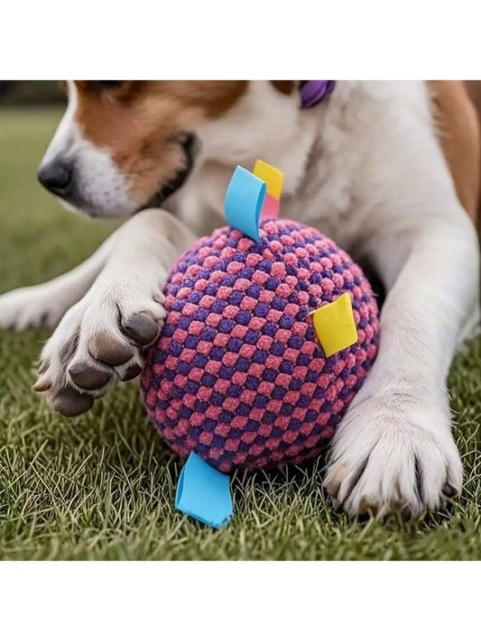 Pet Toy Ball Dog Chew Toy Interactive Tough Durable Colorful Ribbon Safe Material Pet Playing Toy for Small Medium Large Dogs Pu
