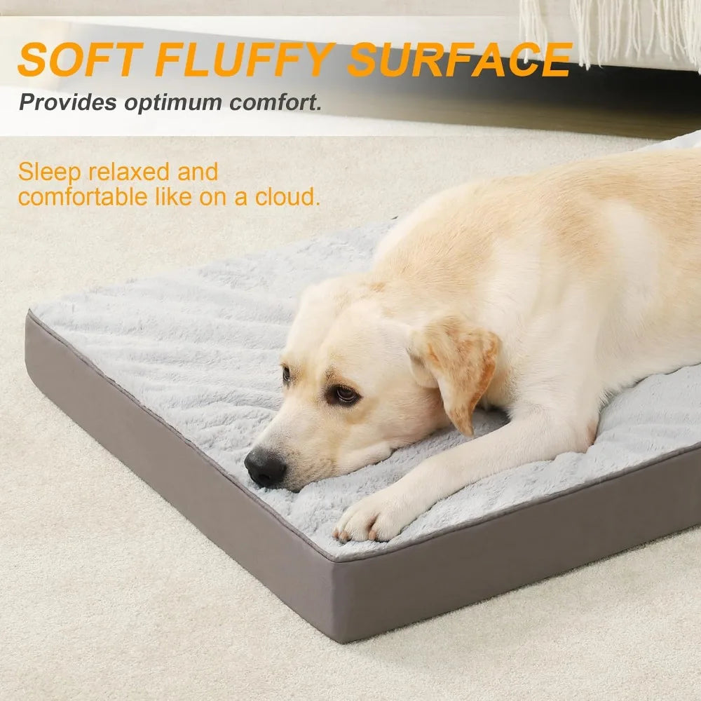 Orthopedic Dog Bed with Egg Crate Foam, Waterproof, Washable Cover, 35x22 Inches, Gray