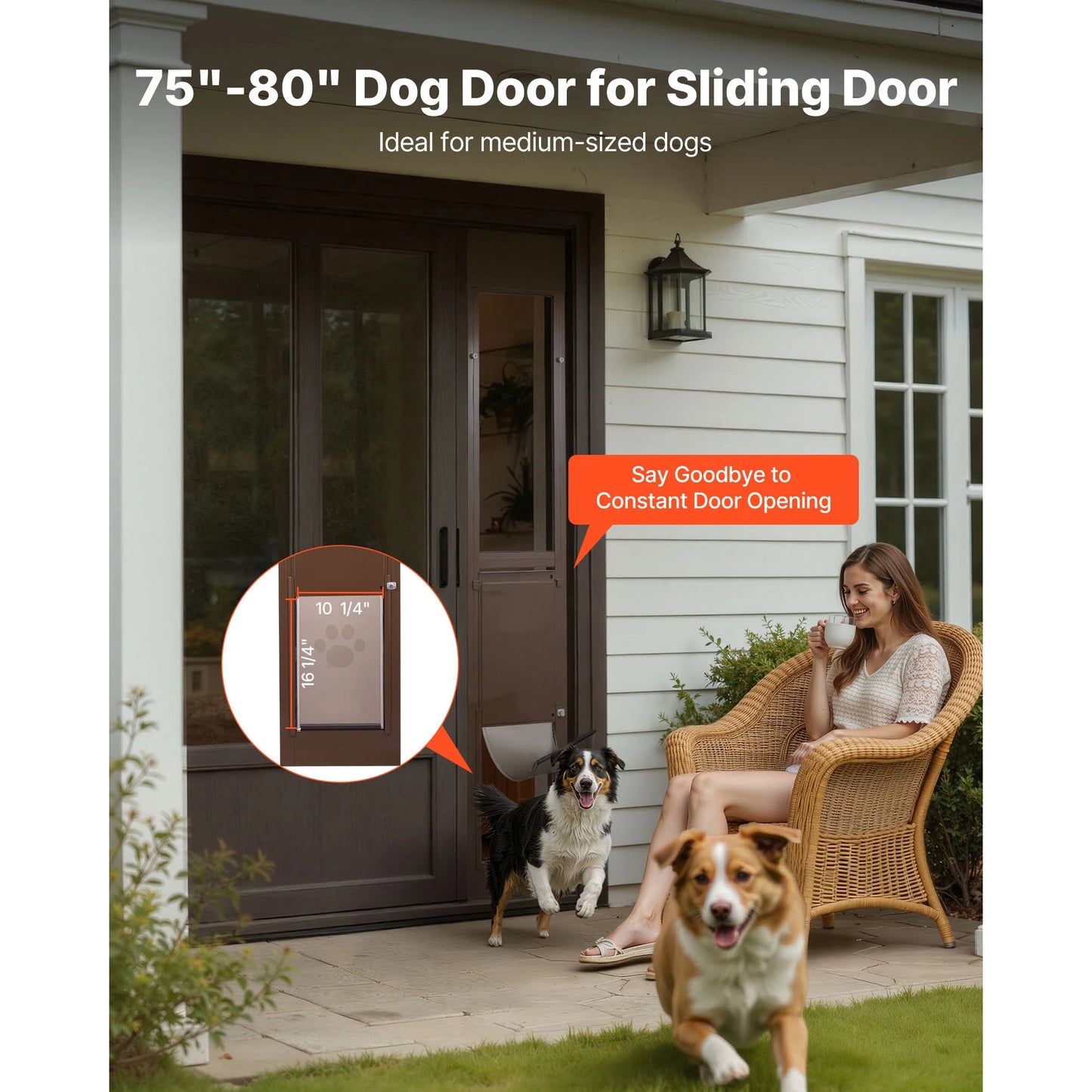 SucceBuy Dog Door for Sliding Glass Door Aluminum Alloy Frame with Rotating Hinges Lock Design Sliding Glass Pet Door for Renter