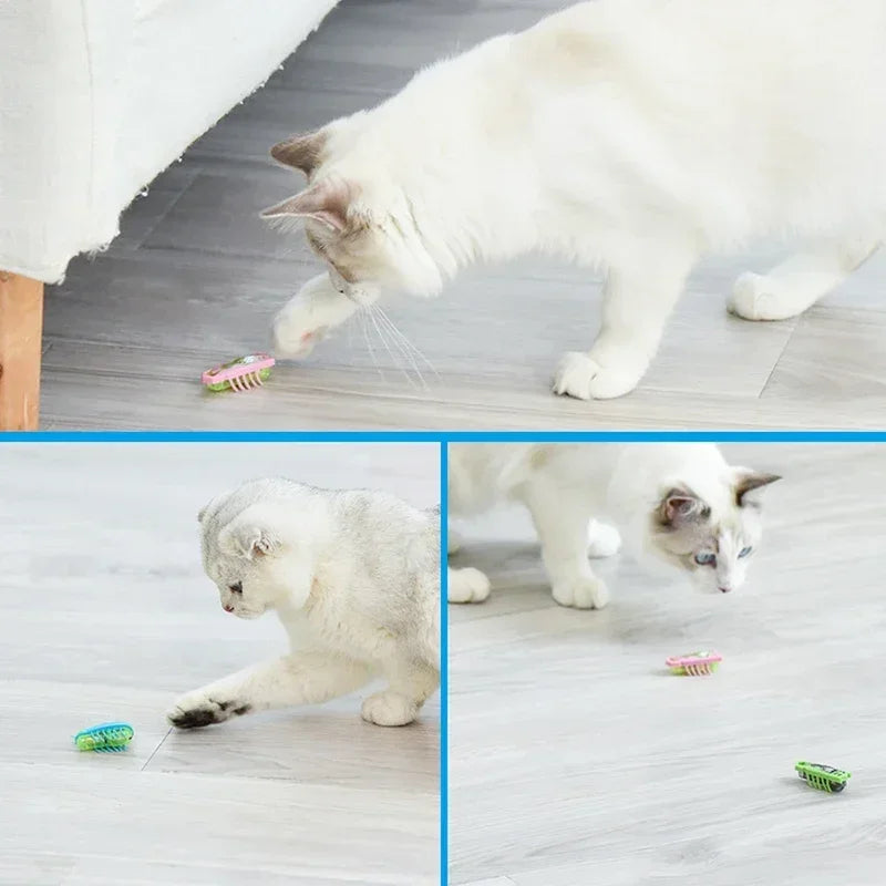 Mini Electric Bug Pet Dog Cat Toy Interactive Cute Ladybird Beetle Animal Shape Cat Toys Walking Insect Cat Playing Supplies Toy