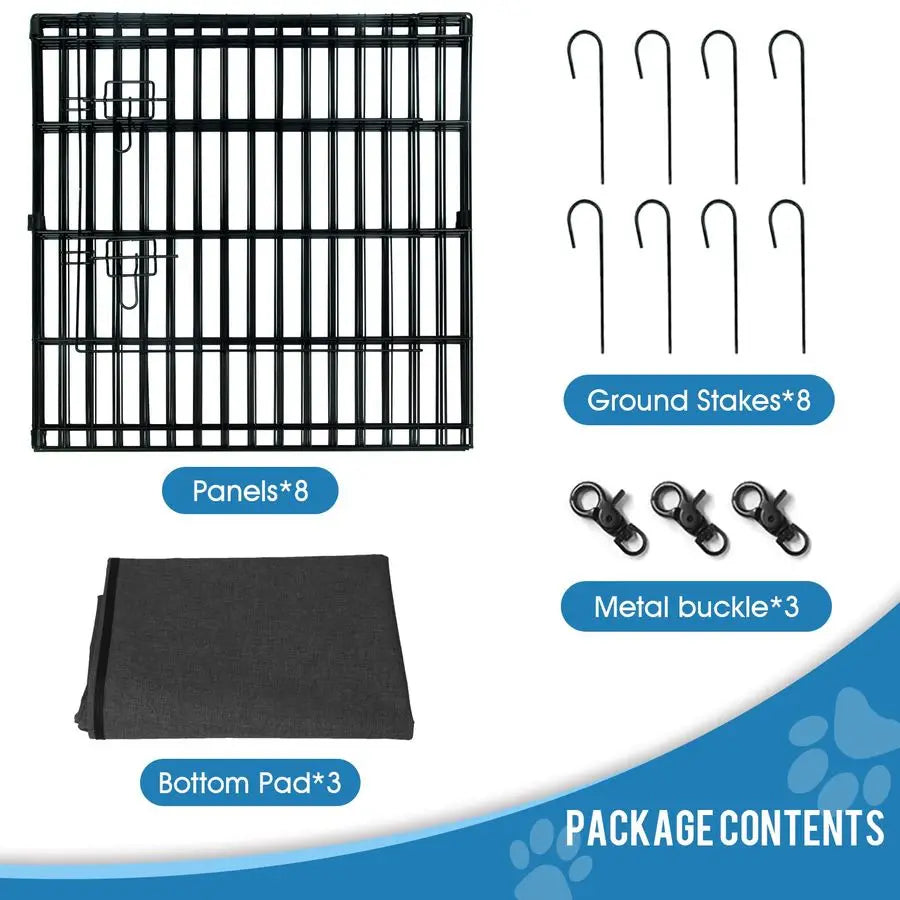 Pen Pet Playpen Dog Fence Indoor Foldable Metal Wire Exercise Puppy Play Yard Pet Enclosure Indoor Outdoor 8 Panels 24 Inch with
