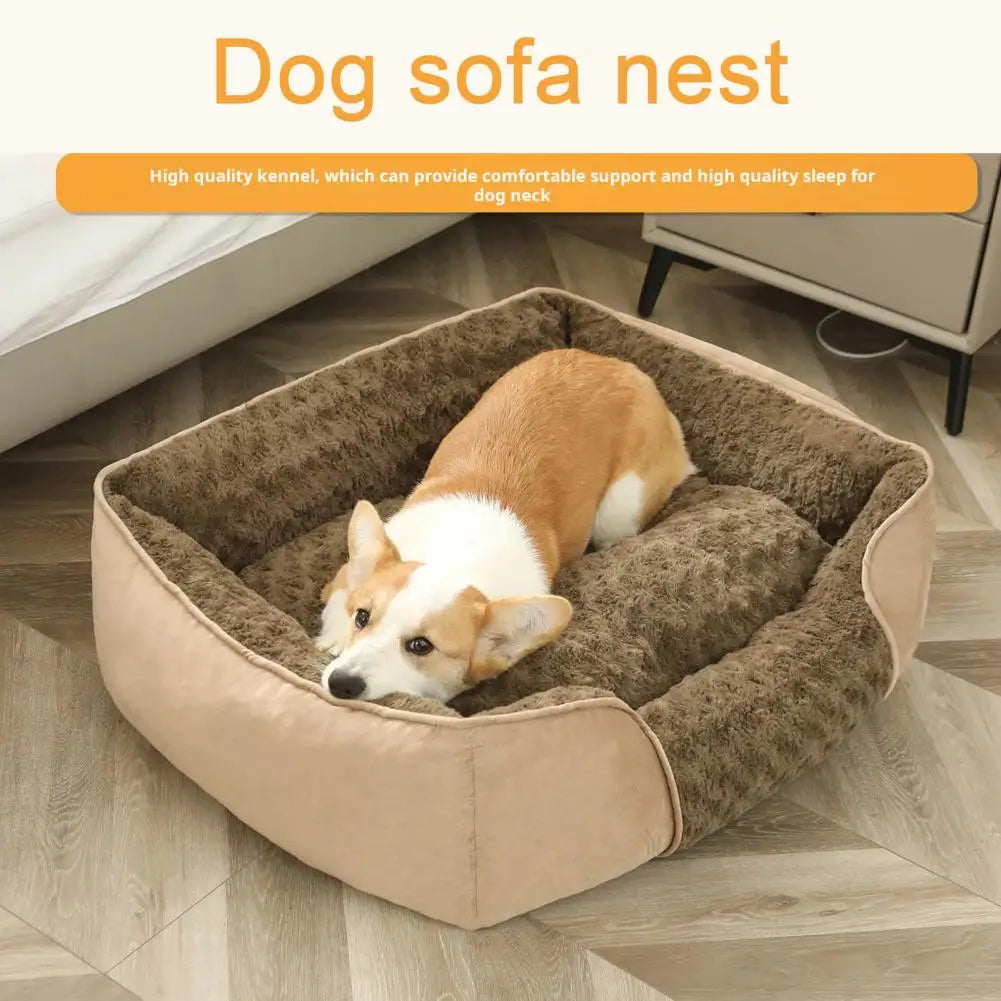 Rectangle Pet Bed Machine Washable Pet Sleeping Sofa With Removable Cushion Four Seasons Non-Slip Bottom Pet Bed