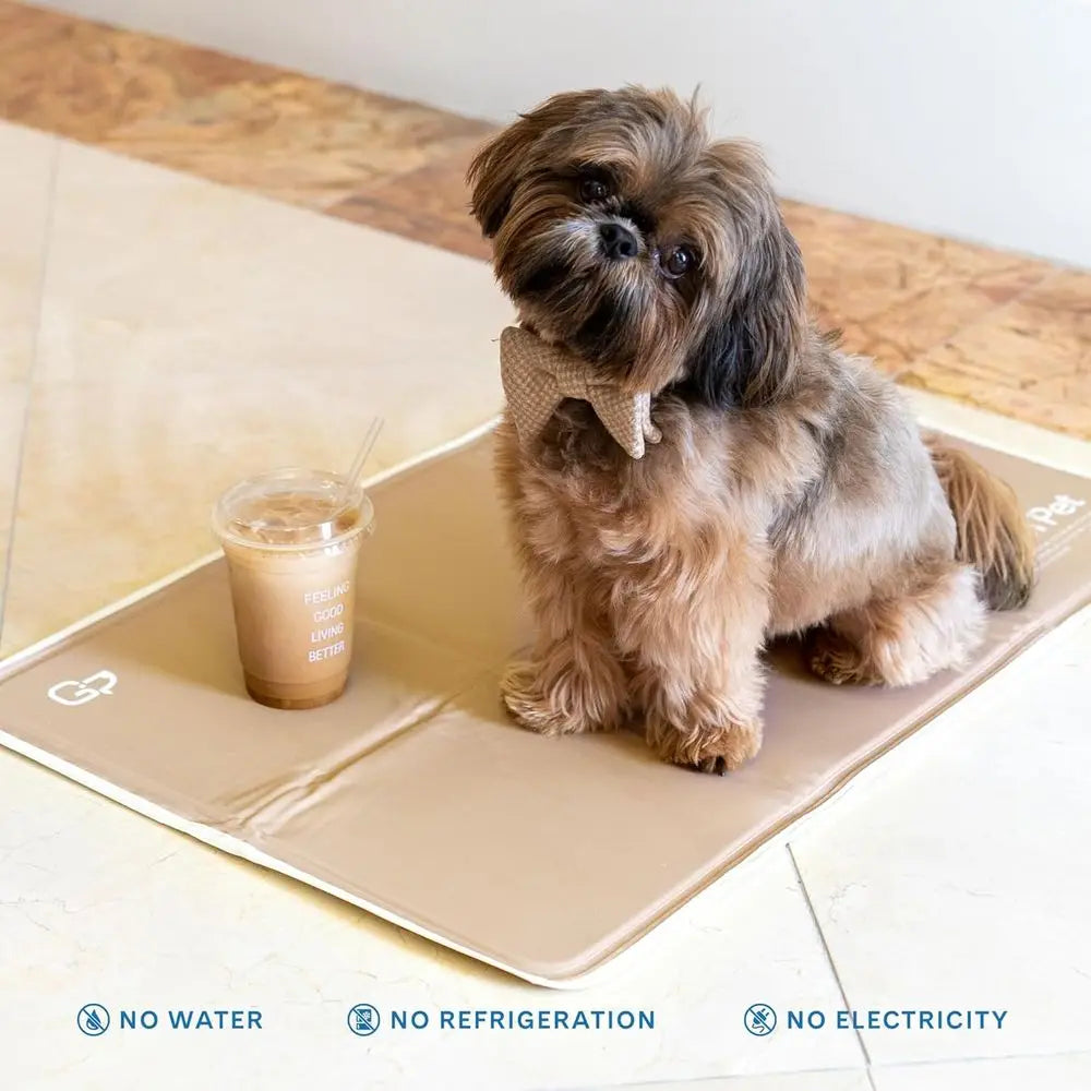 Cool Pet Pad - Extra Large, Latte- Sel-Cooling, Prure ted Mat or Dogs & Cats rom 80+ lbs - Non-Toxic Gel, No Water Needed