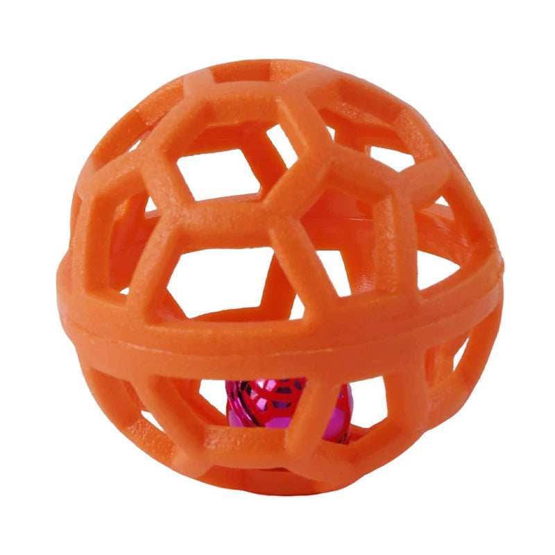 Pet Dog Hollow Ball Toy With Bell Natural Rubber Chew Toy Dog Interactive Balls Puppy Training Teeth Cleaning Hollow Toys Ball