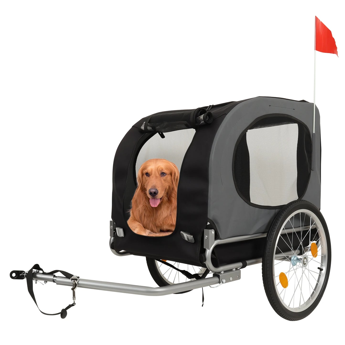 88lbs Collapsible Dog Bike Trailer Heavy Duty Pet Carrier Cart Quick Release Waterproof Stroller Wagon, Compatible Coupler