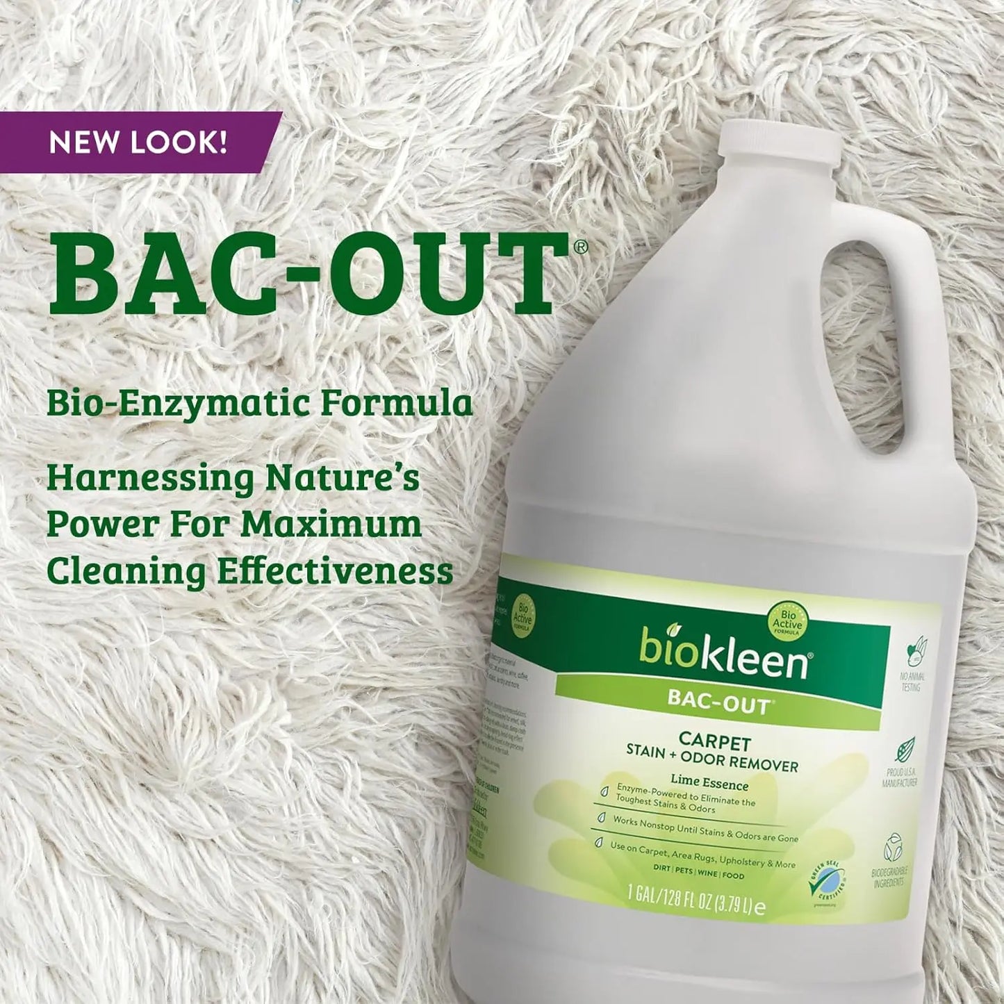 Eco-Friendly Enzyme Cleaner for Pet Stains, Laundry, Carpets & More, Non-Toxic Lime Scent, 128 oz