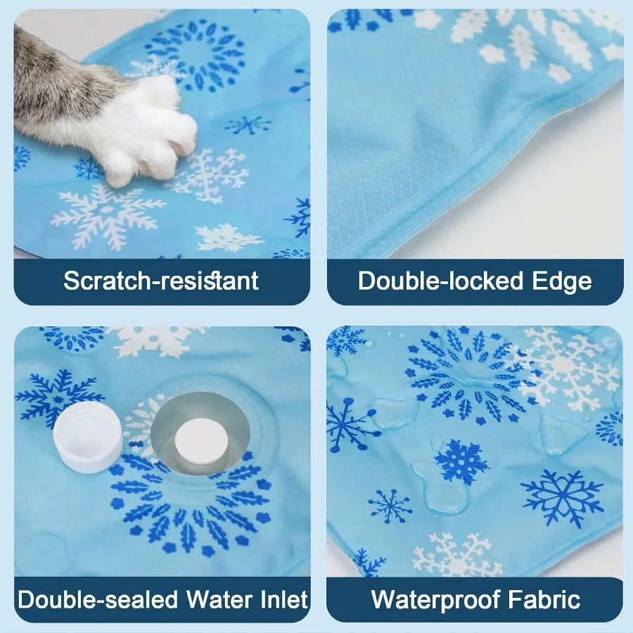 Foldable Gel Cooling Mat with Ice Crystal Powder for Dogs and Cats Water Injection Cool Pet Pad for Indoor and Outdoor Summer U