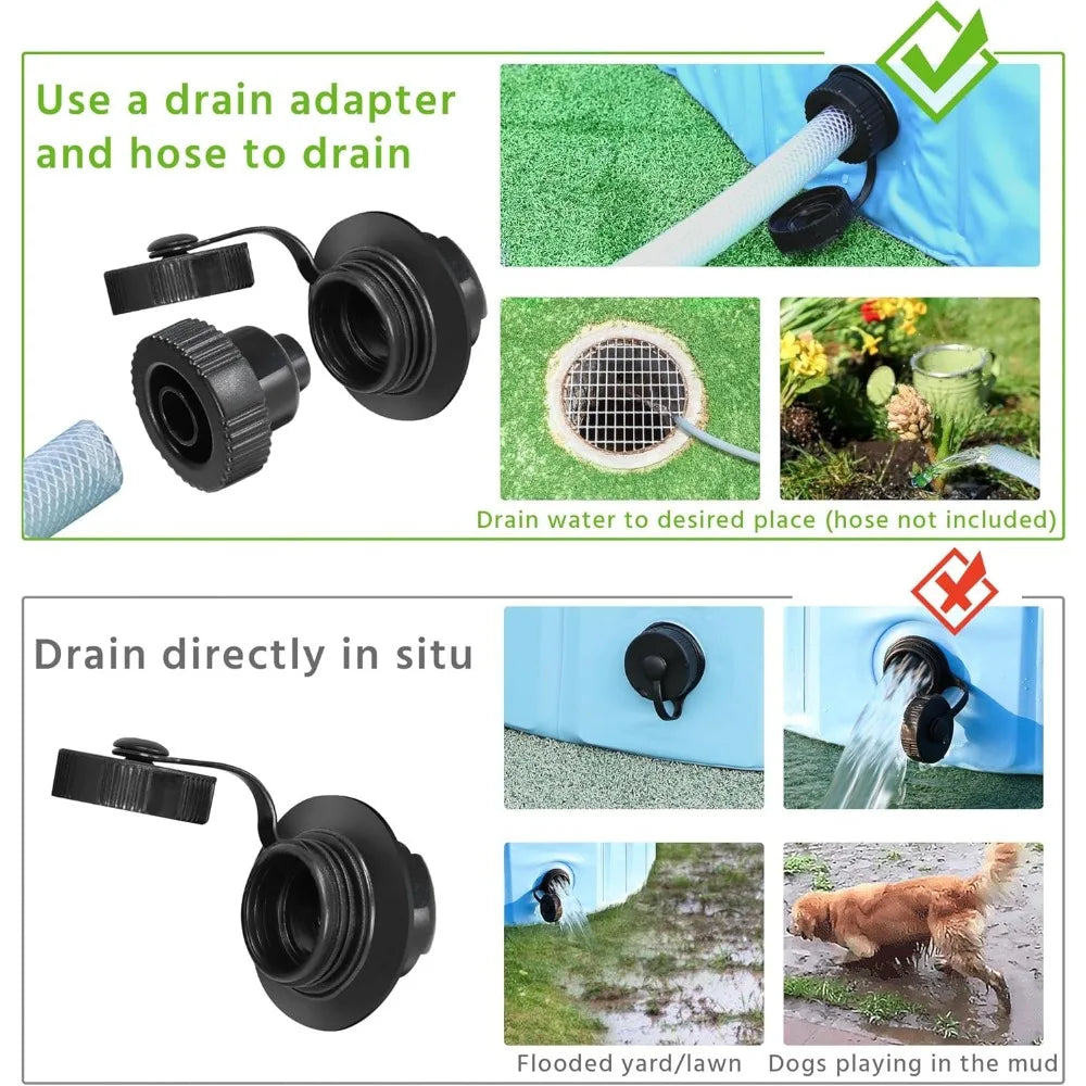 Yah 63"x12" Large Foldable Dog Pool – Collapsible Hard Plastic Pet Bath Tub, Scratch-Resistant – for Small to Large Dogs, Blue