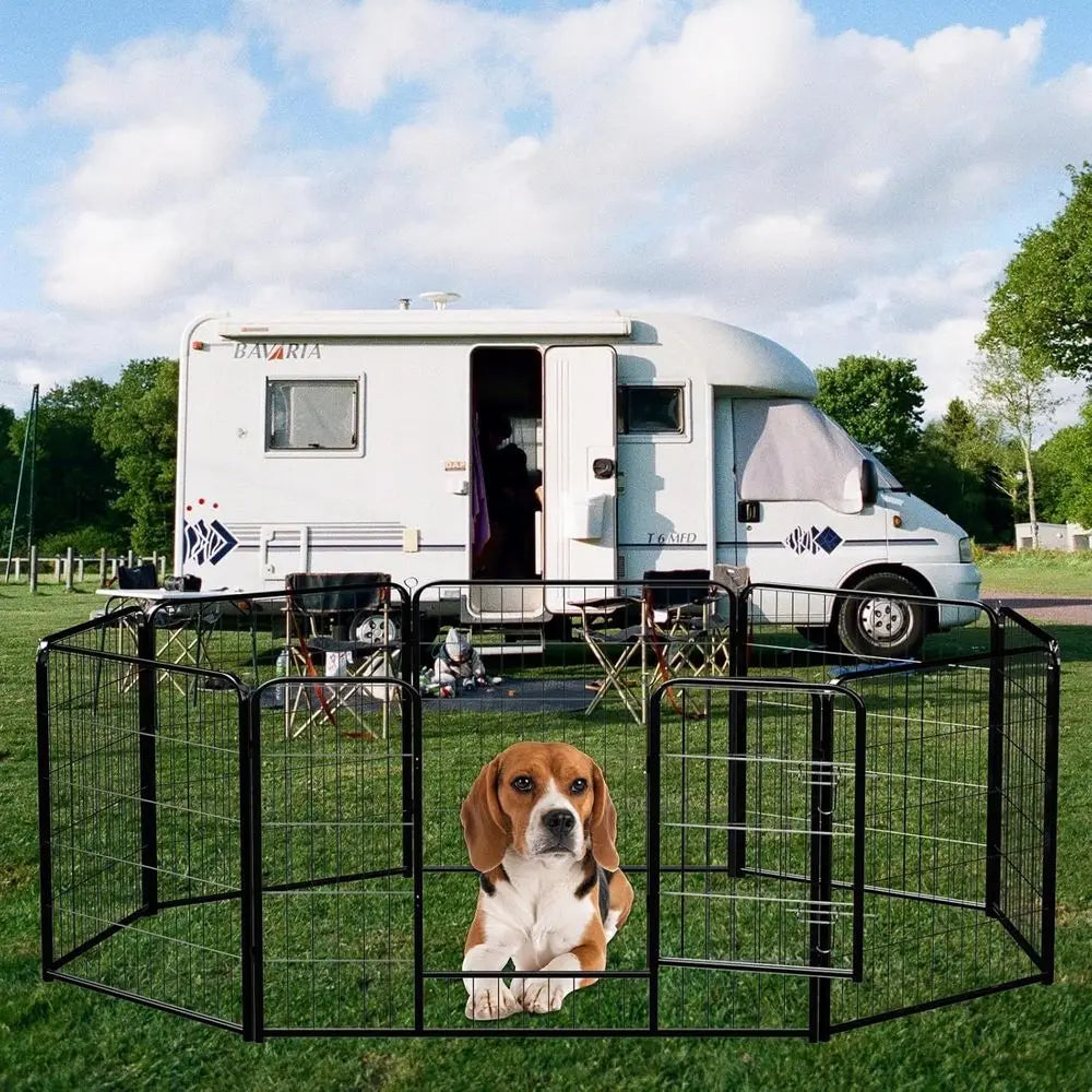 Adjustable 8-Panel Heavy-Duty Metal Dog Playpen, 32 Tall, Suitable for Indoor and Outdoor Use