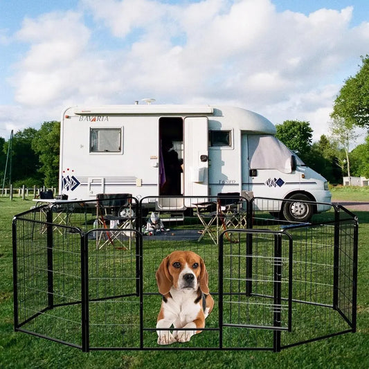 Adjustable 8-Panel Heavy-Duty Metal Dog Playpen, 32 Tall, Suitable for Indoor and Outdoor Use