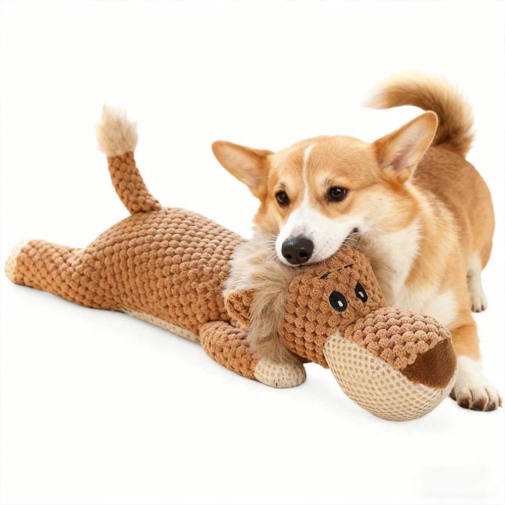 Large Dog Plush Toy Squeak Fleece Durable Chewable Cute Soft Molar Chew for Teething Small Dogs Pet Cartoon Puppy Chew Squeak