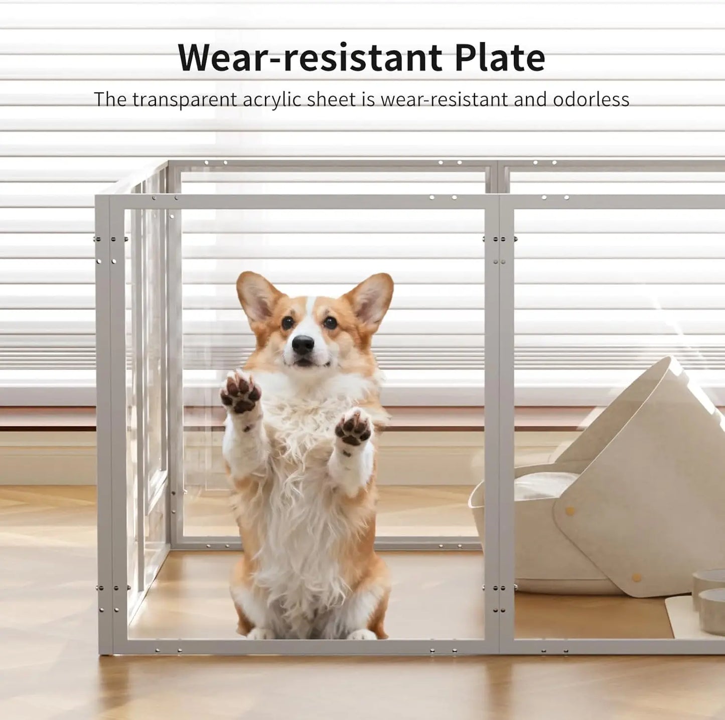 39-Inch Clear Acrylic Pet Playpen with Door - Indoor/Outdoor Use, Easy Setup for Small Dogs & Cats